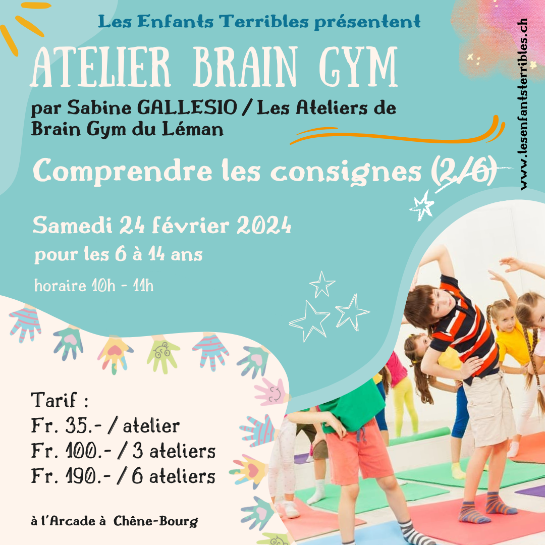 Atelier de Brain Gym - Comprendre (les consignes, les maths, ...) (6 à 14 ans)