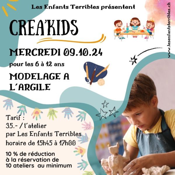 CREA'KIDS (de 6 à 12 ans) : modelage à l'argile