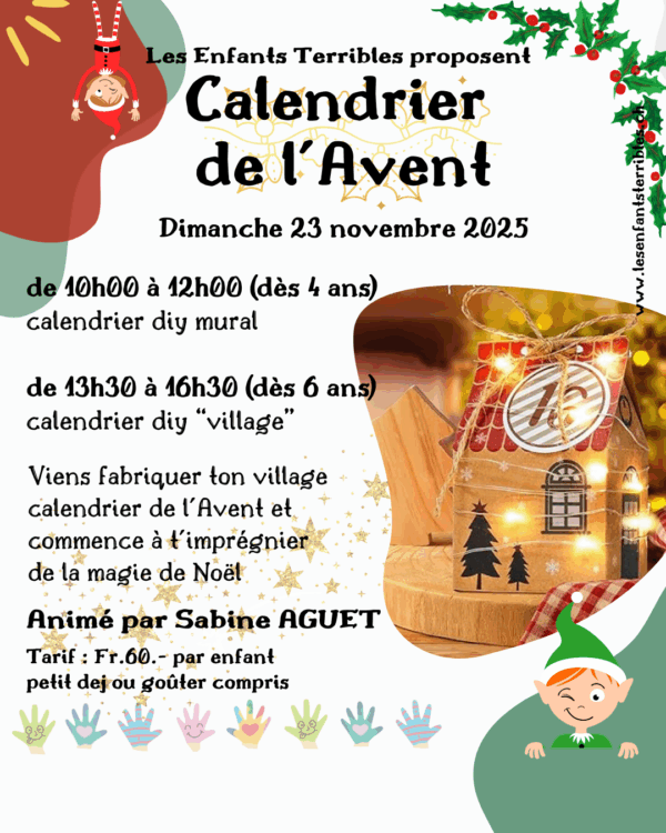 🎄 Ateliers Calendriers de l’Avent 🎁 (2 sessions)