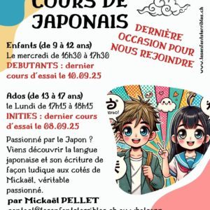 Cours de japonais pour enfants et adolescents (9 à 12 ans)