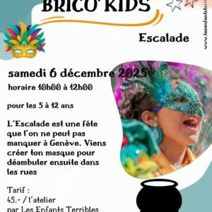 BRICO'KIDS : atelier de fabrication de masque pour l'Escalade (enfants de 5 à 12 ans)