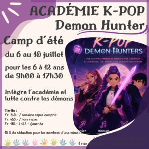 CAMP "🎤 Académie K-Pop : Demon Hunters" (enfants de 6 à 12 ans)