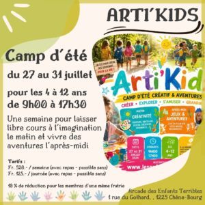 CAMP 🎨 Arti’Kids – Camp d’été créatif et aventures (4 à 12 ans)