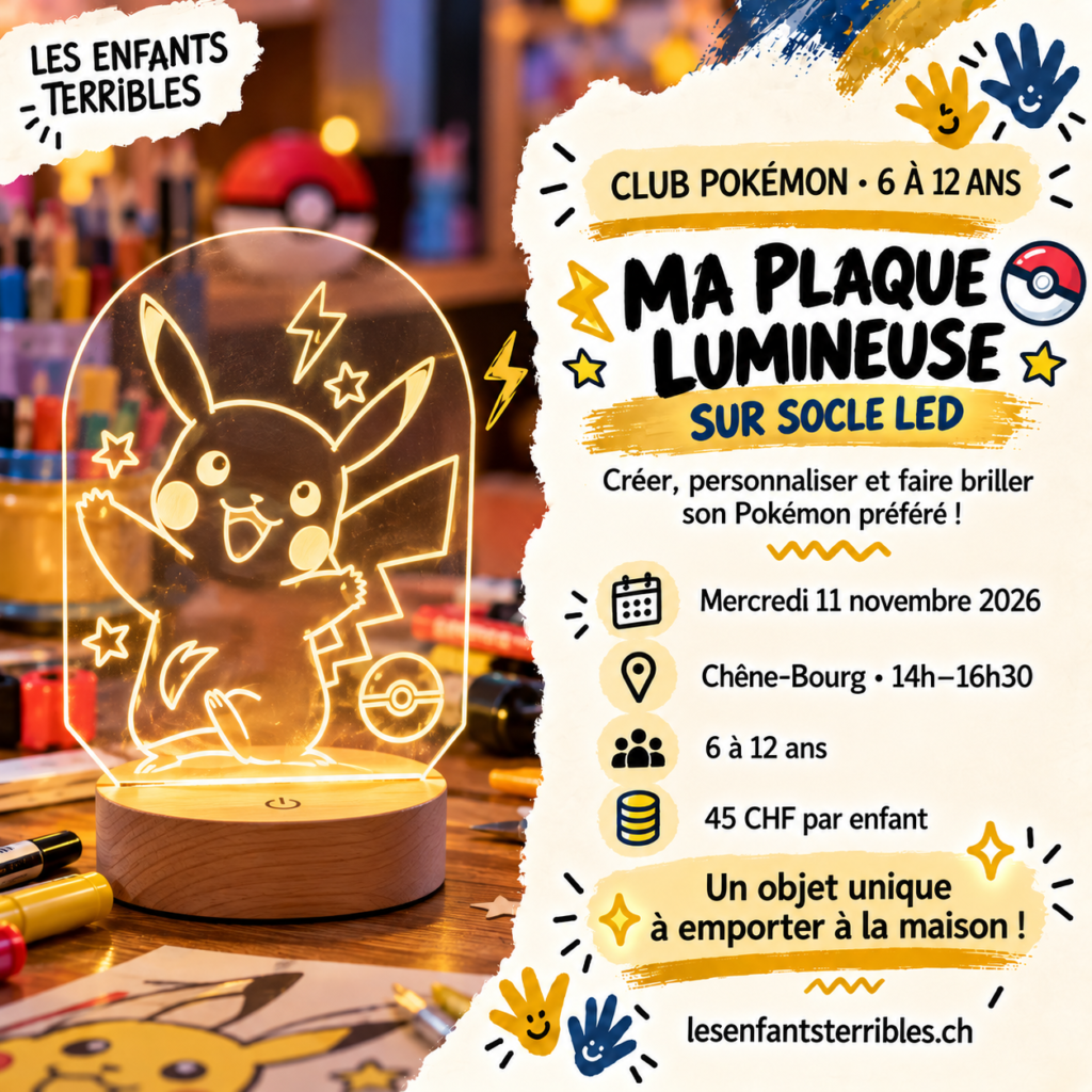 Atelier Club Pokémon — Novembre — plaque lumineuse LED